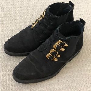 Privilege High Top Suede Boots Buckles